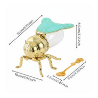 Bee-Shaped Condiment Jar floralHandled Spoon Table Item for Kitchen