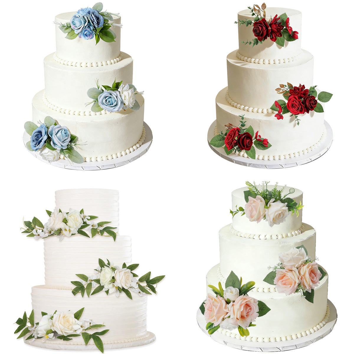 Handmade Silk Rose Flower Cluster for Cake Decoration and Wedding