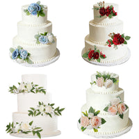 Handmade Silk Rose Flower Cluster for Cake Decoration and Wedding