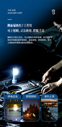 得力LED可充电手电筒家用双照明应急远射强光超亮户外便携小型 【大号】双照明/LED充电款（1200mAh）