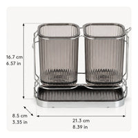 Utensil Holder with Drain Tray Ventilated Organizer Removable for Kitchen