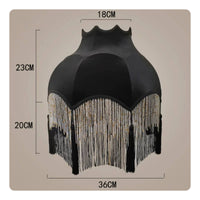 Black Velvet Lampshade Classic Design Tassel Fringe Shade Handmade Look