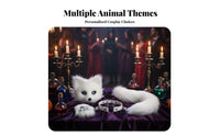 Faux Animal Cosplay Set Furry Face Covering Tail Gloves Set Fuzzy With Bells Costume Accessories for Women, Teens, Halloween,