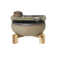 Ceramic Fountain with Wooden Stand Zen Ceramic Tabletop Fountain Quiet for Desk