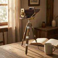 Camera Model with Tripod Nostalgic Retro Camera Model Prop Antique Decor Artisanal for Collectors, Photo Studio, Cafe