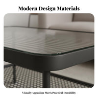 2-Tier Glass Top Table Modern Design 2-Tier Fluted Glass Table Minimalist Living Space Design Room Furniture for Homeowners, Adults, Lounge Area