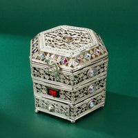 Electric Incense Burner Filigree Metal Incense Burner Electric Censer Gemstone Inlay Home Fragrance Lidded