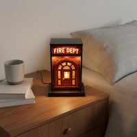 Fire Dept Night Light Portable Mini Fire Station Lamp Cute Design for Desk