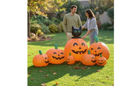 Inflatable Black Cat on Pumpkins Inflate Inflatable Pumpkin with Black Cat Jack-O'-Lantern Decor Outdoor for Yard, Lawn