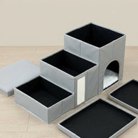 Dog Steps for Small with Soft Textile Construction, Foldable Pet Stairs for High Bed and Sofa, Portable Home Furniture Ladder