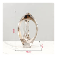 Geometric Glass Ornament High Clearness Glass Geometric Sculpture Polished Edges Home Decor for Bedroom, TV Stand