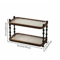 2-Tier Wooden Shelf Solid Wood Frame Spindle Leg Display Rack Tool-No Assembly