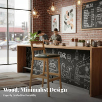 Wooden Counter Stool with backrestrest Nordic and design for breakfast corner, Adults