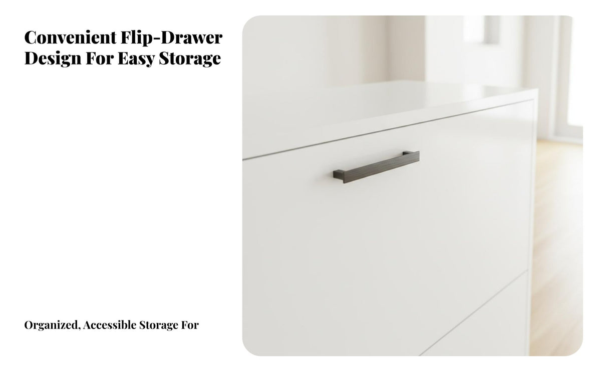 Solid Wood Construction Slim Shoe Cabinet Space Saving Entryway Shoe Storage Large Capacity Wooden Entryway Cabinet Easy Assembly for Families, Homeowners, Apartment Dwellers, Hallway, Bedroom, Closet, Living Room
