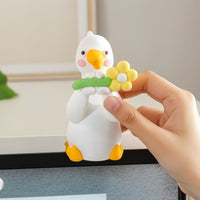 Cute Duck Figurine with Flower Adorable Dashboard Duck Mini Car Decor Miniature for Drivers