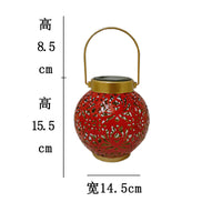 跨境铁艺太阳能灯笼家居工艺品创意摆件玫瑰花投影太阳能小夜灯