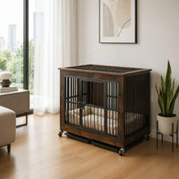 Dog Crate Furniture Flat Top Wood Metal Dog Crate Sturdy