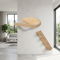 Cat Hammock Wall Mounted Bed, Solid Wood Perch for Indoor Adult Cats, Space Saving Shelves, Elevated Window Resting Place for Small Pets