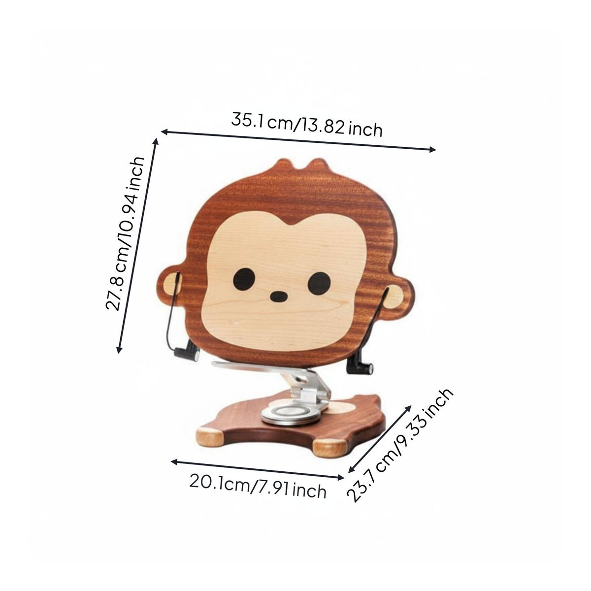 Wooden Monkey Book Stand Rotatable Cartoon Creature Reading Holder