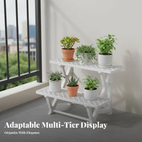 Tiered Ladder Shelf Freestanding Folding Ladder Stand Easy Assembly for Indoor