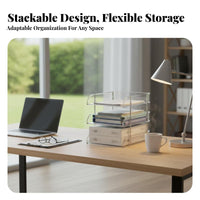 Multi-Tiered Transparent Rack Sturdy Construction Desktop Organizer Stable Base