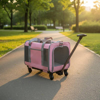 Rolling Cat Carrier Suitcase Telescopic Handle Cat Carrier with Wheels Portable Travel Accessory for Airline
