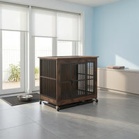 Dog Crate Furniture Flat Top Wood Metal Dog Crate Sturdy