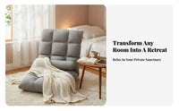Padded Floor Recliner Adjustable Backrest Upholstered Floor Recliner for Readers
