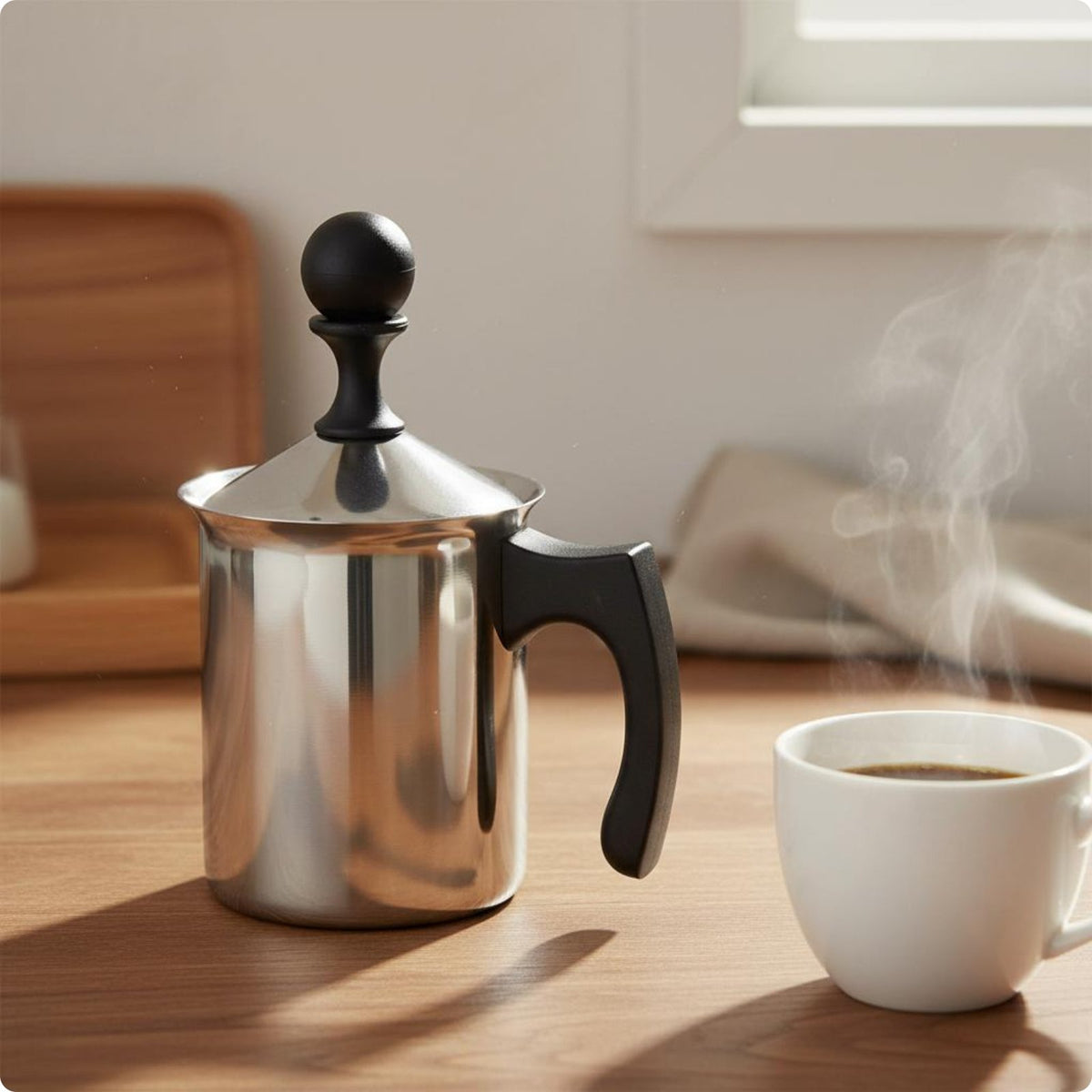 Stainless Steel Milk Frother Double Layer Manual Milk Frother for Coffee Shop
