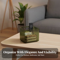 Clear Partitioned Container adaptable Desktop Organizer Space-Saving