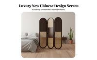 Foldable Design Woven Panel Divider New Chinese design 4-Panel Woven Screen Freestanding Partition Wall sturdy Wood Frame for Apartment Dwellers, Interior Decorators, Office Workers, Living Room, Bedroom, Dining Area