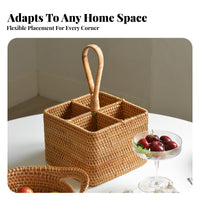 Divided Wicker Basket Handwoven 4 Compartment woven Basket Divider Design