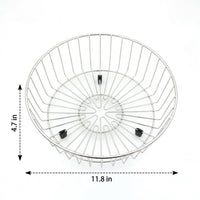 Round Draining Basket in 304 Stainless Steel, Multi-Functional Kitchen Sink Basket, Freestanding Vegetable Washing Basin for Vegetables Fruits