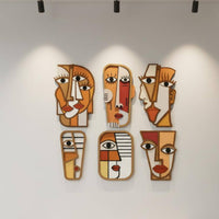 Picasso Inspired Face Hanging Artistic Design Wooden Cubism Wall Decor