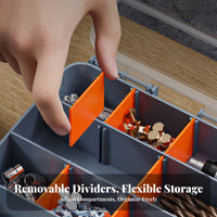 Removable Bin Organizer Portable Hardware Box Secure Latches for Garage, Vehicle