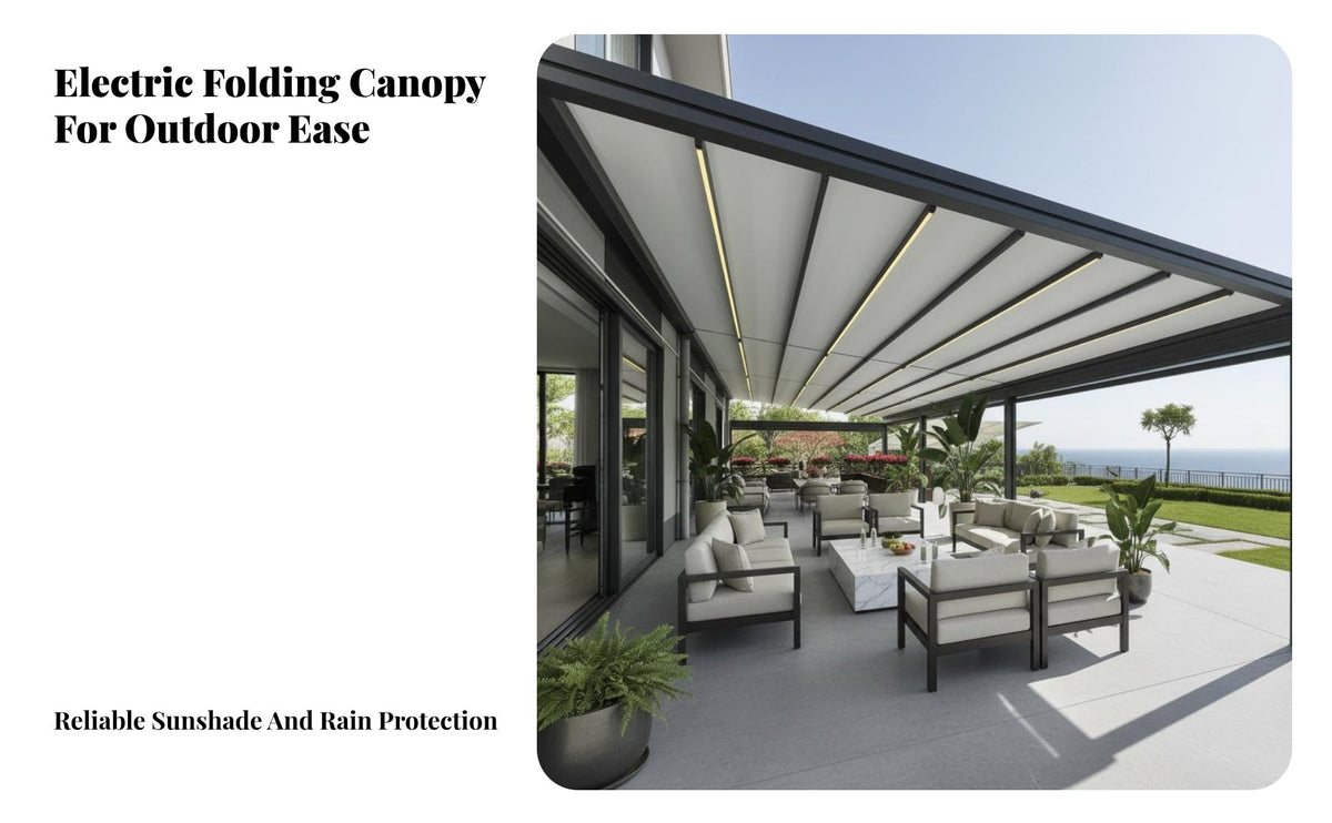 Water-Resistant Electric Mechanism Ized Retractable Pergola Aluminum Alloy Frame Electric Folding Patio Cover Adj Our Company Table Electric Mechanism Ized Patio Awning Long-Lasting Material for Homeowners, Families, B Our Company Iness Owners, Terrace