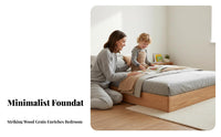 Headboard-Less Headboardless Wooden Frame Montessori Inspired Floor Bed Frame Lowheight Design Bedroom Furniture premium Wood Construction for Children, Toddlers, partners, child's Room, Small Spaces, Apartment, Nursery