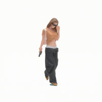 Hand-Painted Resin Figurine Dark Pants Walking Woman Figurine Phone Accessory