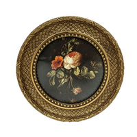 Round Frame with Floral Print Vintage Ornate Wall Frame Decorative for Hallway