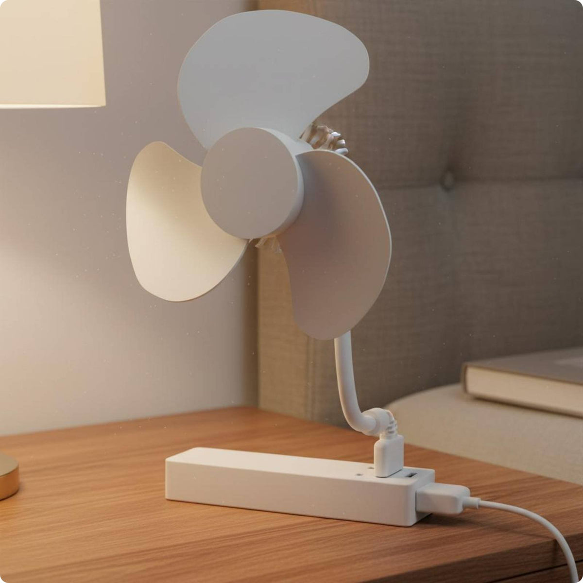 Flexible USB Fan Instant Use USB Fan Safe Design for Bedroom, Bathroom