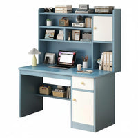 Kids Study Desk and Chair Set Student Writing Table Storage Hutch Sturdy Construction Wide Desktop Comfortable Workspace Rounded Corners Suitable for Home Learning Student Room