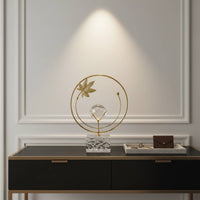 Crystal Ball Ornament Light Elegant Metal Hoop Crystal Figurine Nordic Design Table Decor for Living Room, Entryway, Bedroom