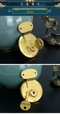 Zhihui Tools Brass Lock with Gilded Buckle for DIY Leather Craft, Vintage Style