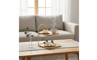 2-Tier Serving Stand Elegant Design Household Storage Easy to Carry Handle
