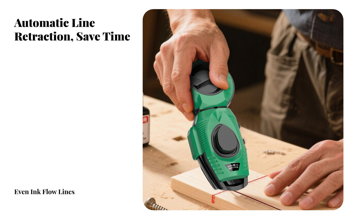 Carpenter Ink Reservoir Clear Marking Automatic Ink Line Leak-Resistant Design Carpentry Marking String Tool for Carpenters, Professionals