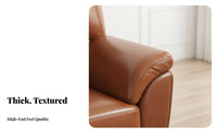 Oil-Waxed Finish Straight-Line Leather Sofa Retro Design Living Room Seating space-saving Size Couch mid-20th-centuryera Modern Aesthetic for Apartment Dwellers, Homeowners, Families, Lounge Area, Den, Home Office