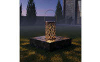 Flower Pattern Projection Light Portable Hollow Metal Lantern for Patio, Balcony