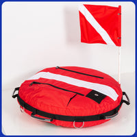 Diving Buoy, Free Diving Signal Float, Rescue, Marine Surface Inflatable Positioning Buoy with Signal Flag