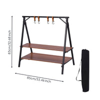 Foldable Rack with Hooks Triangular Outdoor Storage Rack with Shelves Lightweight Furniture for Campers, Backpackers, Patio