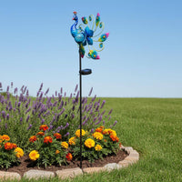 Solar Peacock Stake Translucent Globe Outdoor Decor Iron for Courtyard